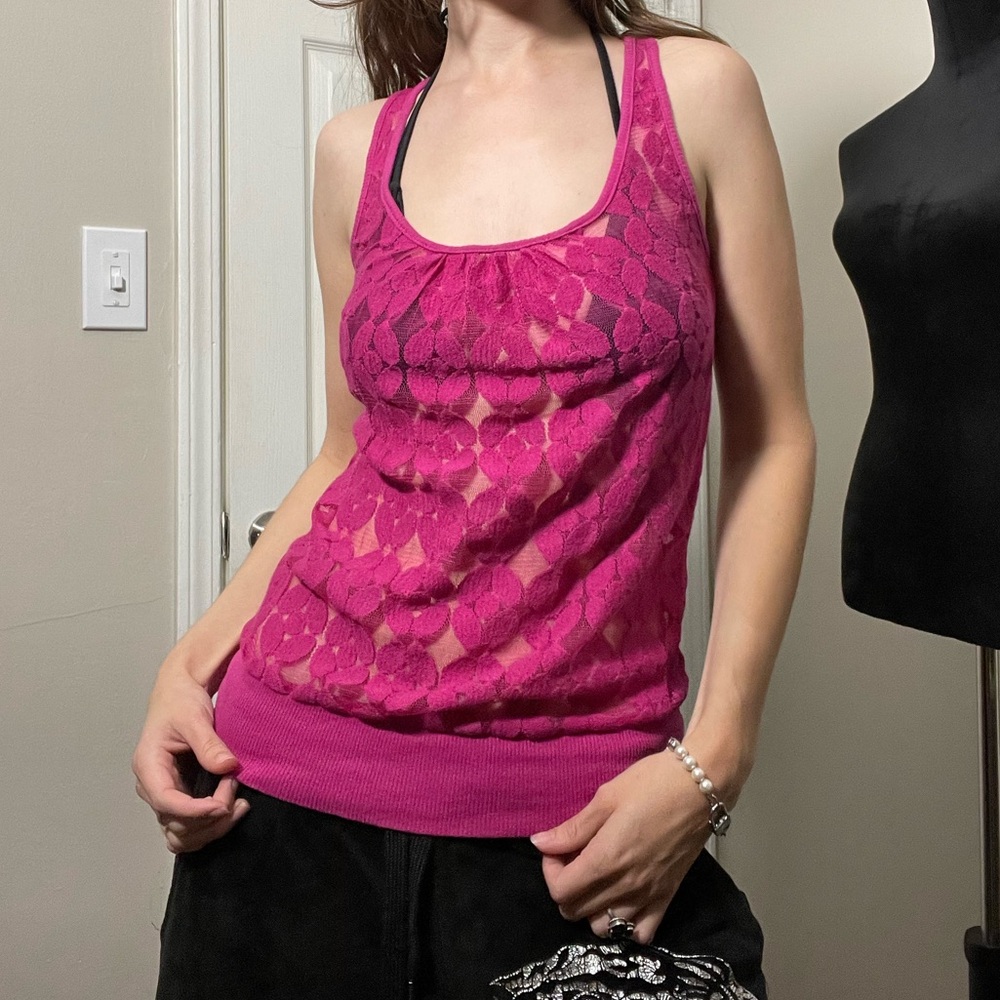 y2k pink mesh tank